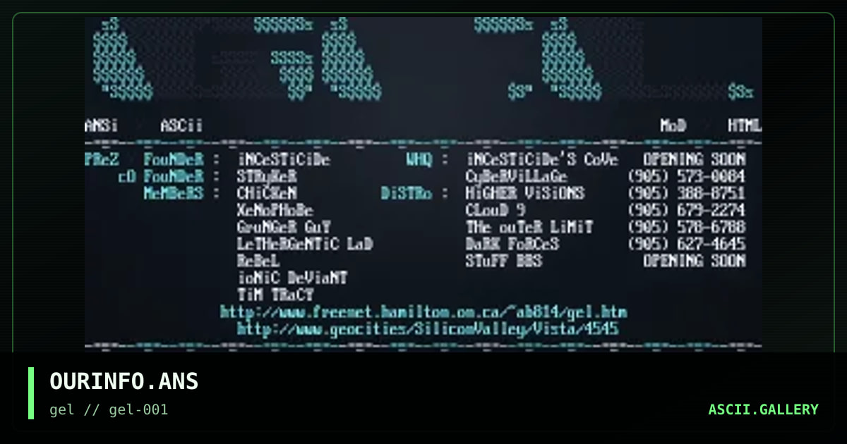 OURINFO.ANS, by gel, 1997