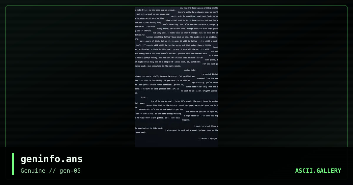 genuine info\0on 18, by avenger, 1999
