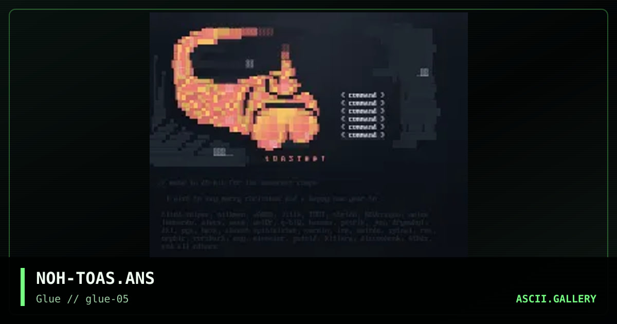 tOAST (leet) ;---), by noah, 1997