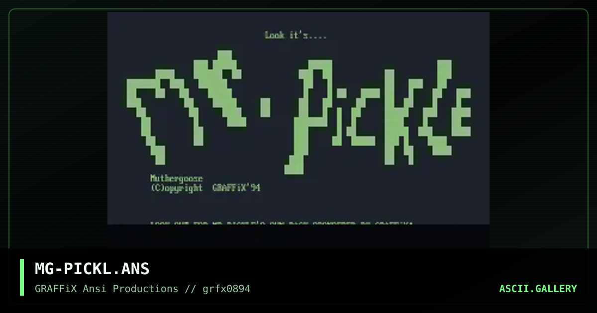 Mr. Pickel, by muthergoose, 1994