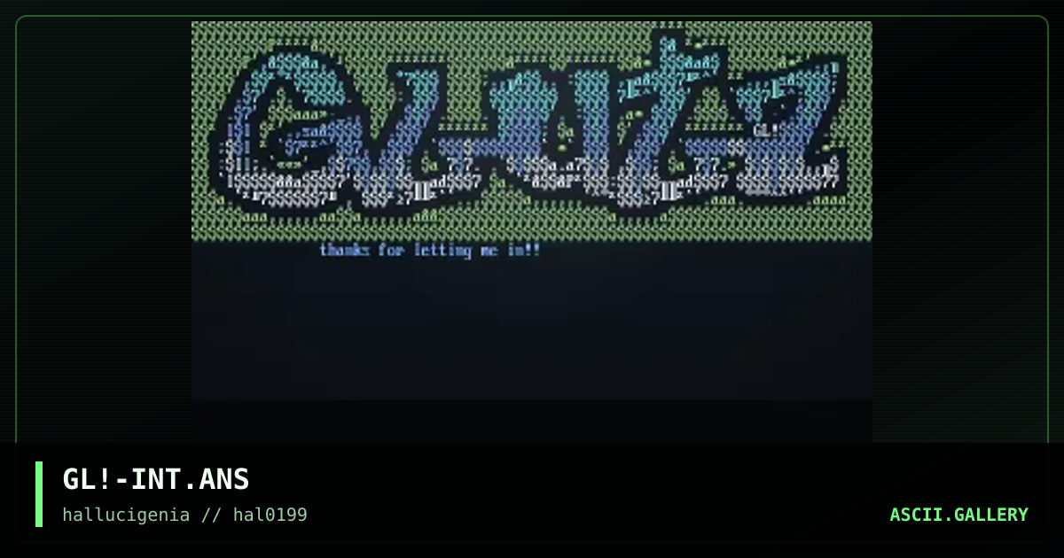 thanks for letting me in, by glutz, 1999