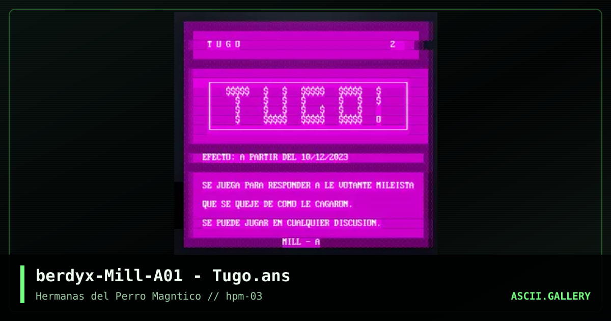 berdyx-Mill-A01 - Tugo.ans, by berdyx, 2023