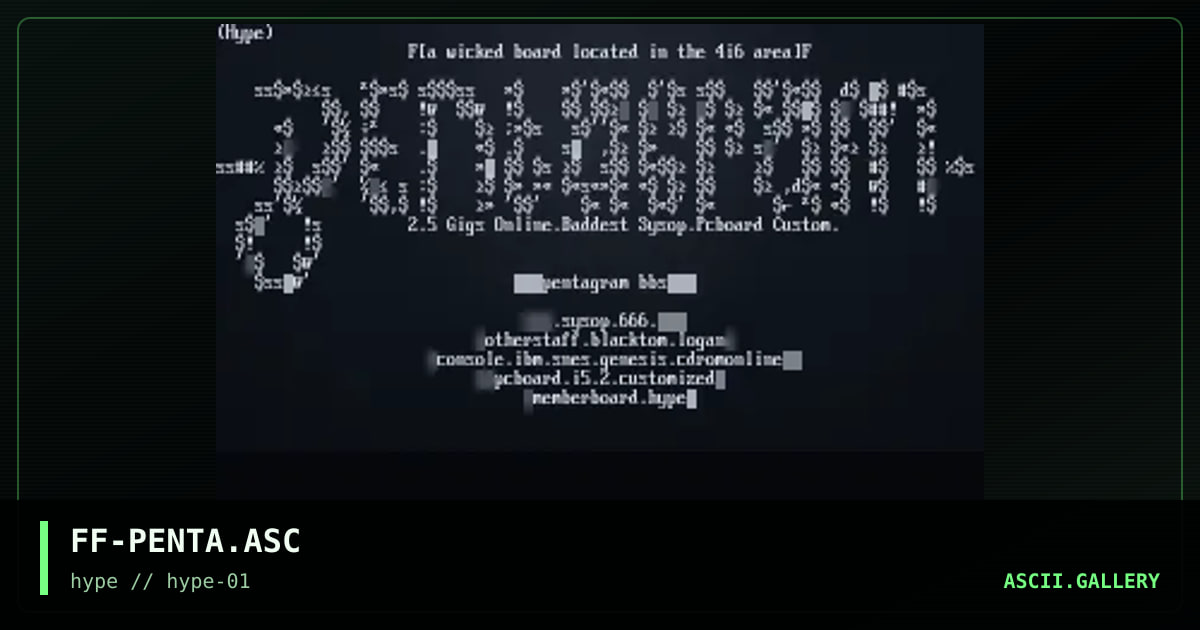 Pentagram.ascii.logo, by free fall, 1996