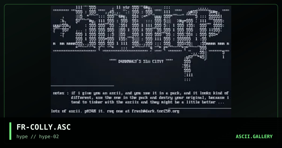 Fresh ascii logo colly, by fresh, 1996