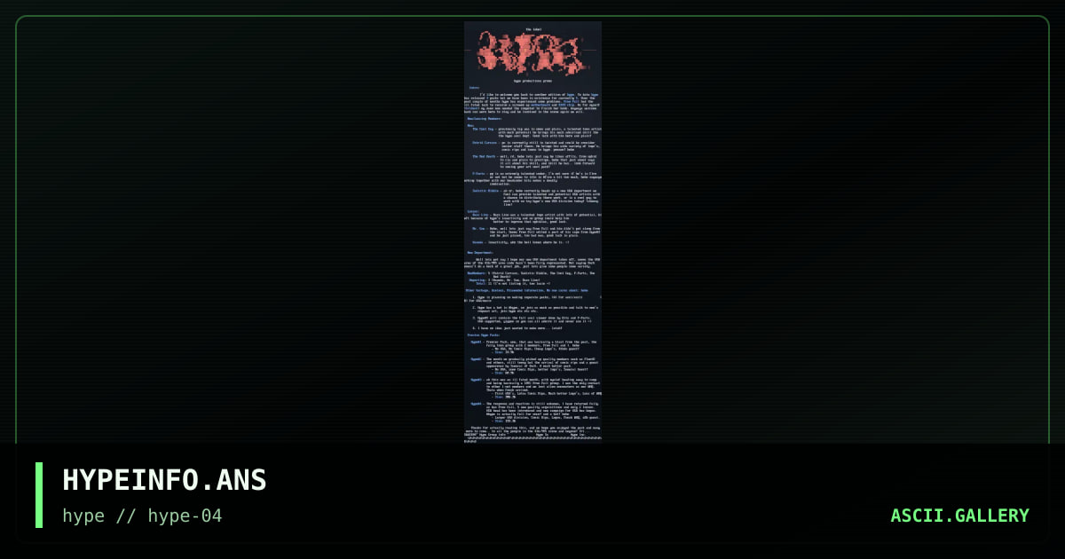 HYPEINFO.ANS, by free fall, 1996