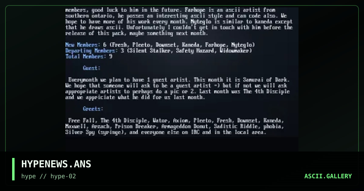Hype Newsletter, by pleeto, 1996