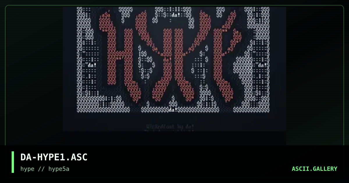 " Hype promo ascii 001 ", by dracula, 1996