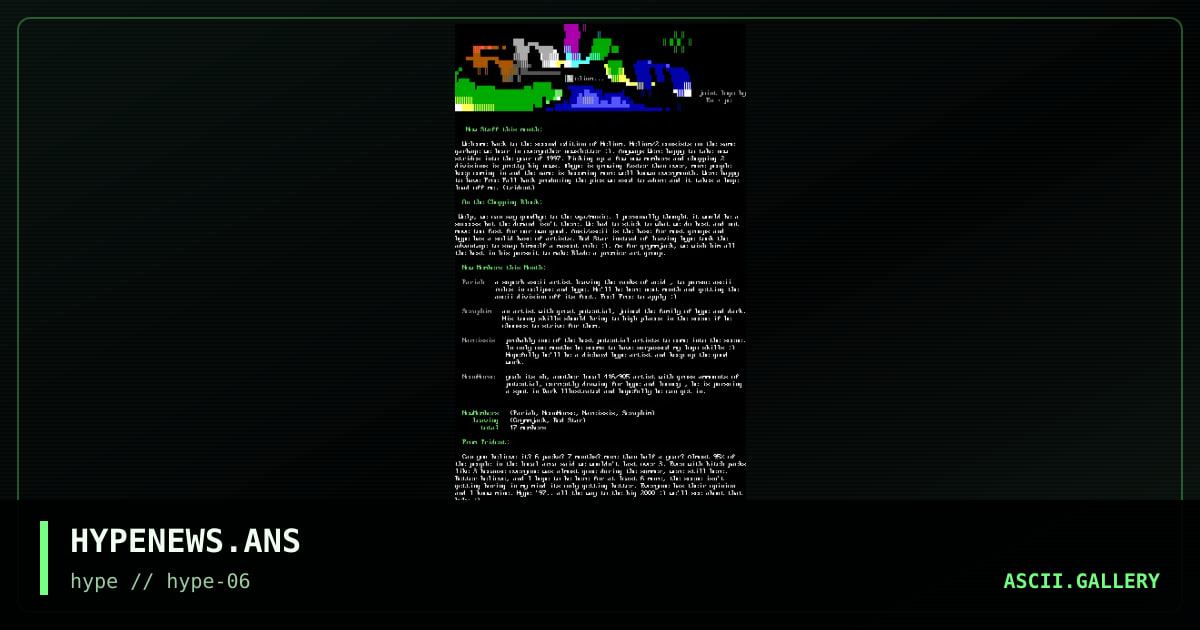 HYPENEWS.ANS, by putrid carcass, envision, 1996