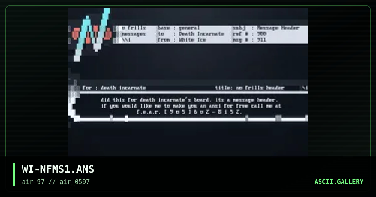 no frills message header #o1, by white ice, 1997