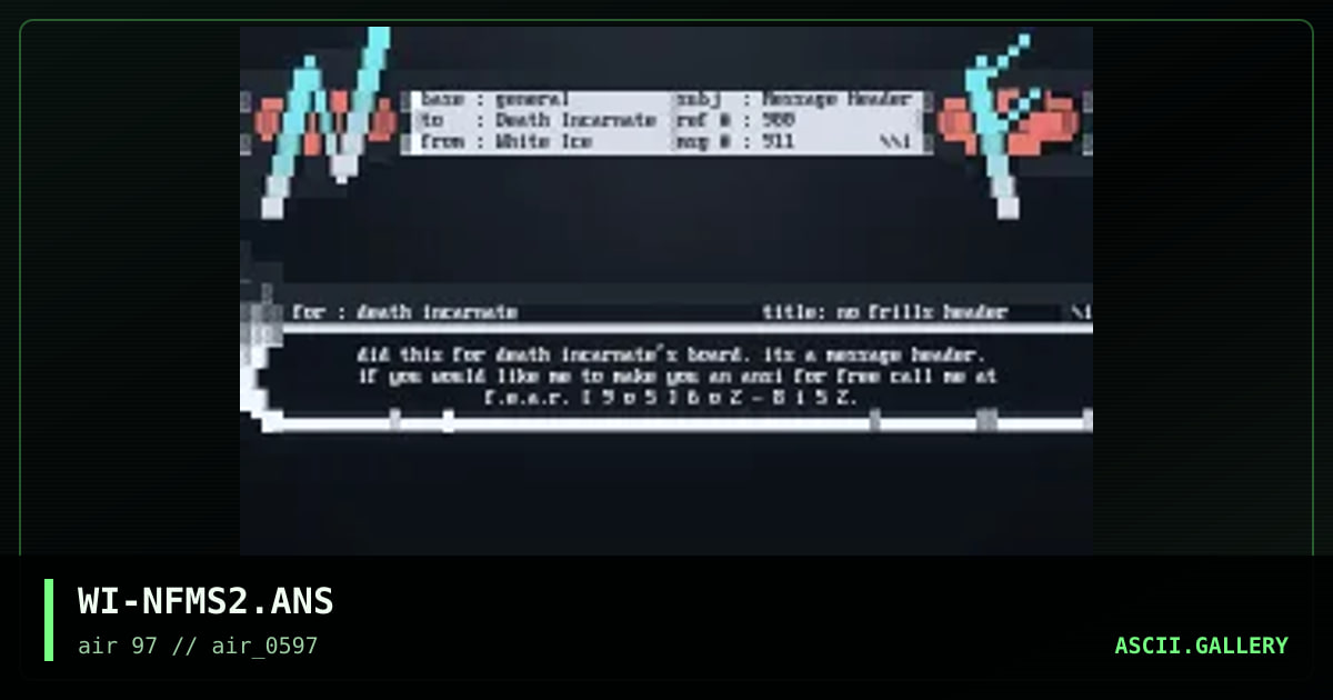 no frills message header #o2, by white ice, 1997