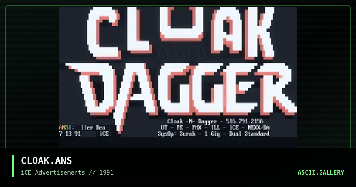 CLOAK.ANS, by killer beast, 1992