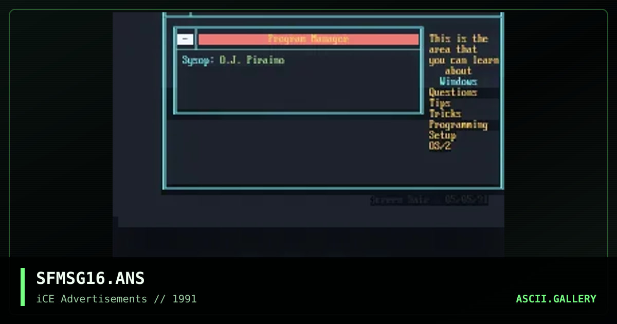 SFMSG16.ANS, by oj piraino, 1992