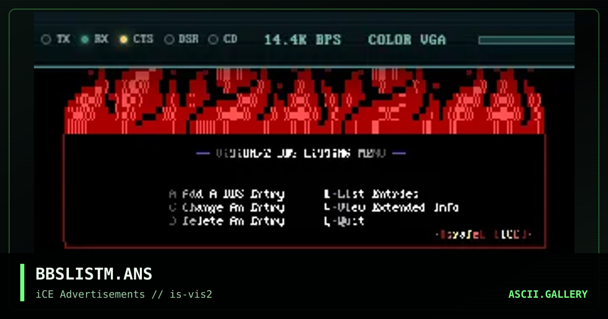 BBSLISTM.ANS, by israfel, 1993