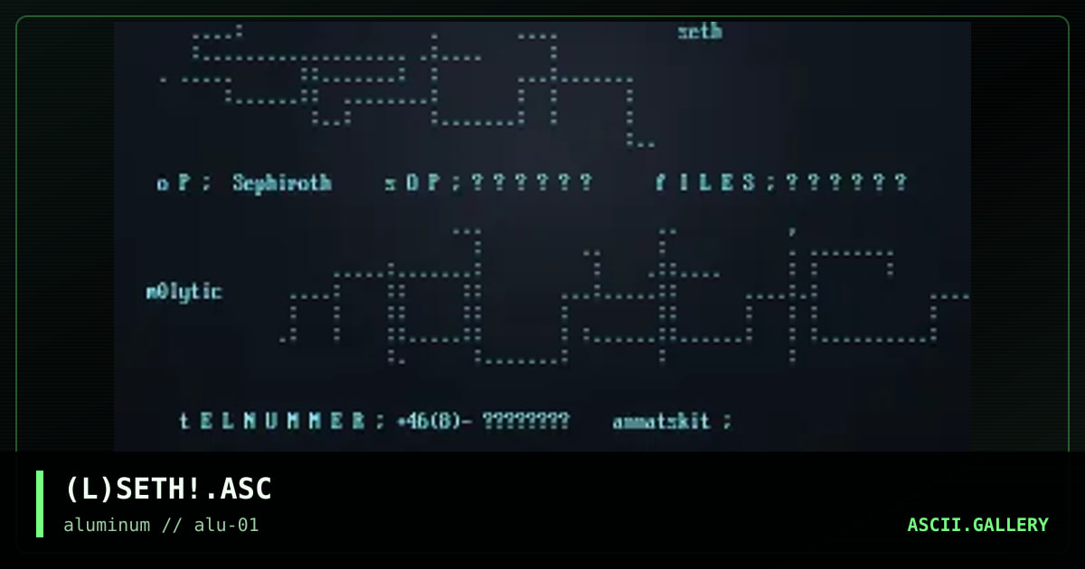 (L)SETH!.ASC, by lord reaper, 1998