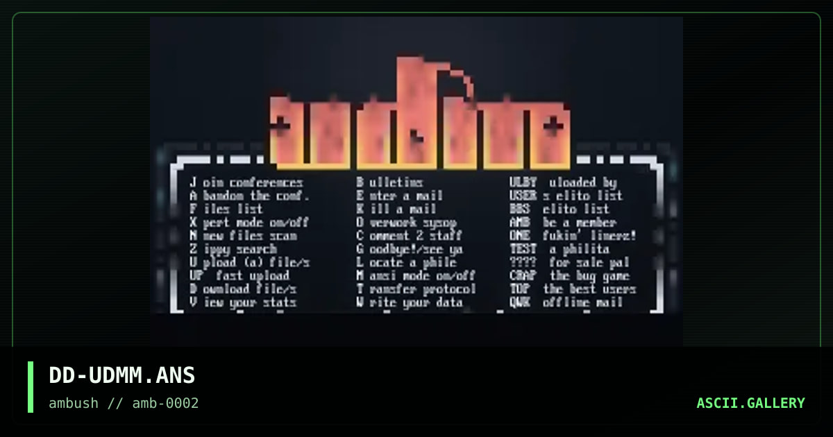 UDM Main menu cluster, by diamond darrell, 1996