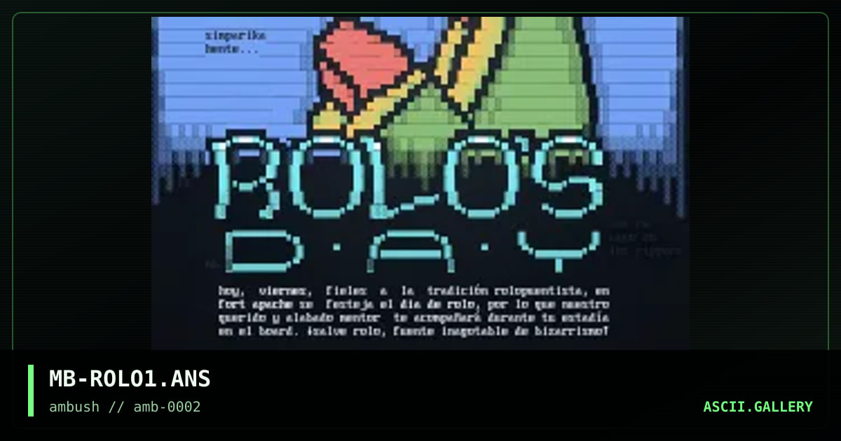 Fort Apache: Rolo's Day 1, by madbit, 1996