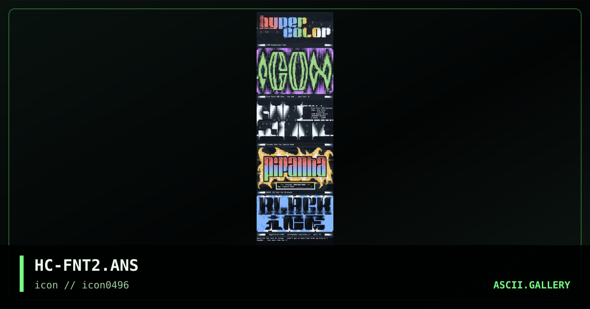 ANSi Fonts #2, by hypercolor, 1996