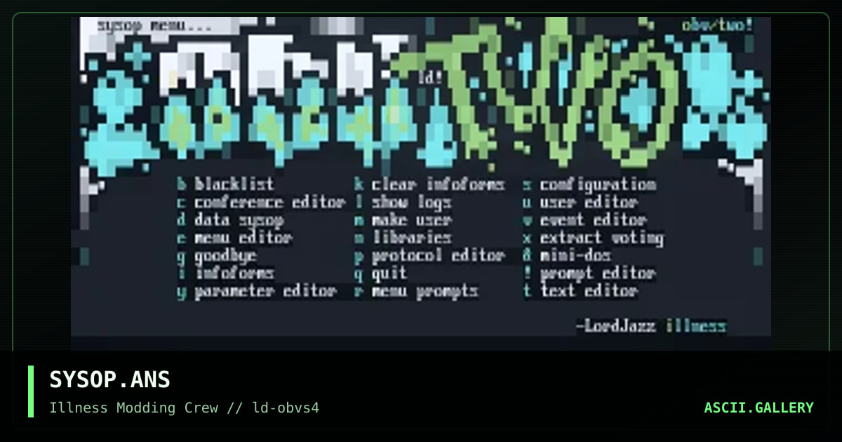 SYSOP.ANS, by lord jazz, 1995
