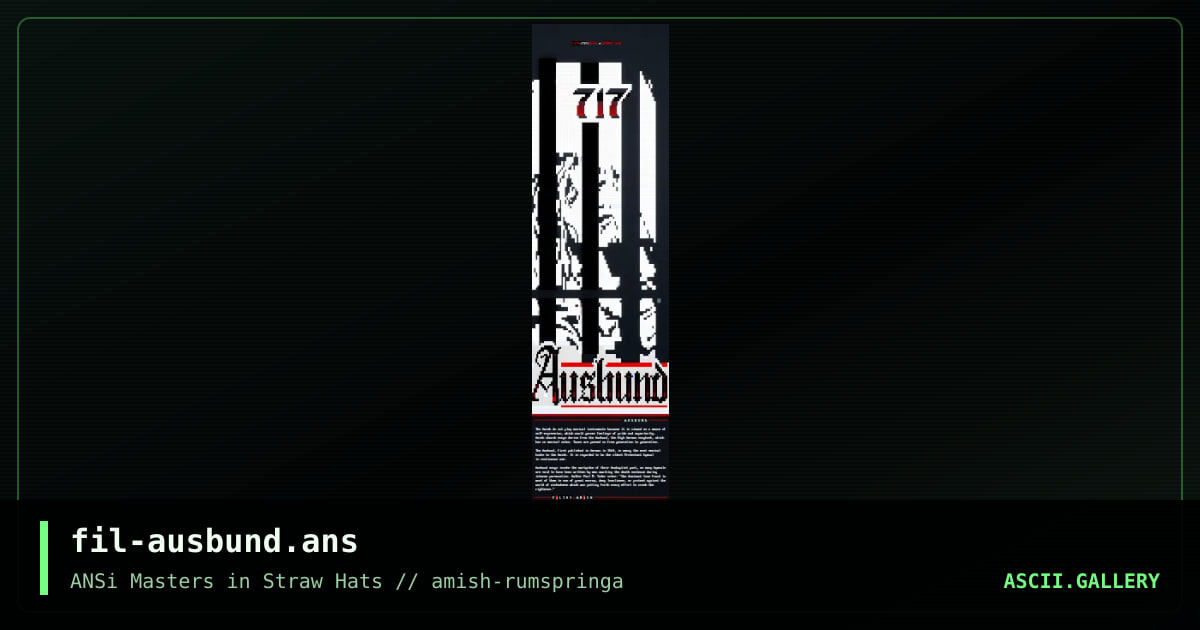 AUSBUND, by filth, 2018