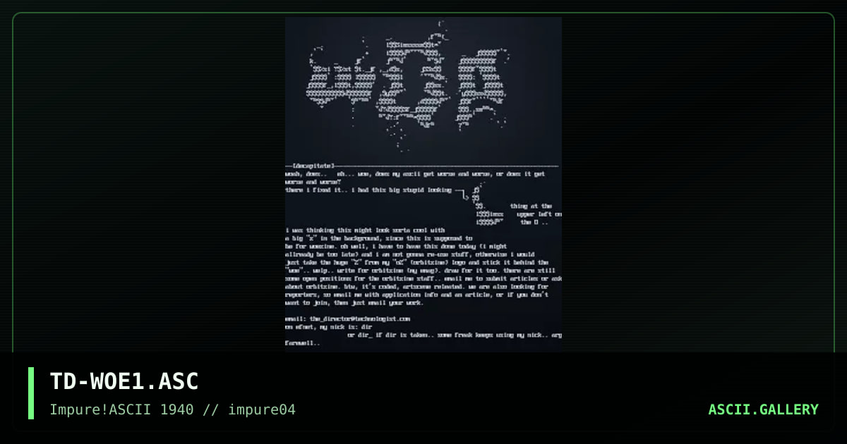 "woe" logo for woezine.., by the director, 1998
