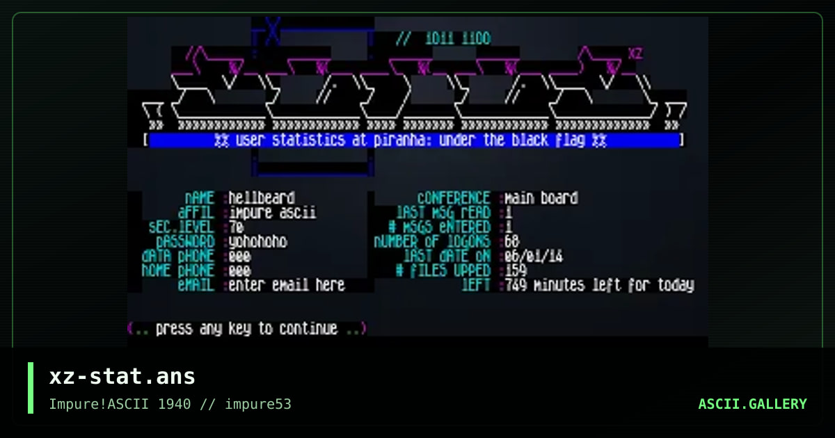 xz-stat.ans, by xzip, 2014