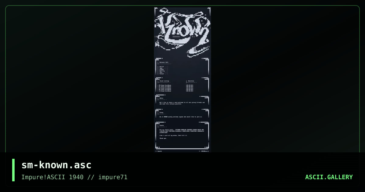 Known .NFO file, by smooth, 2018