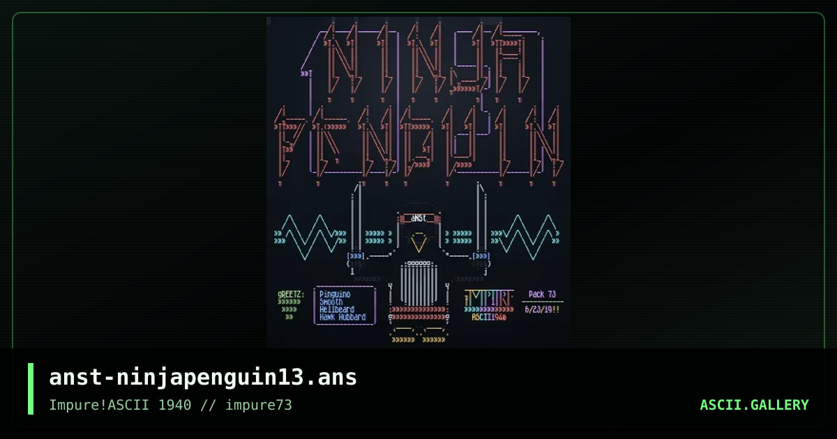 Ninja Penguin 13, by anachronist, 2019