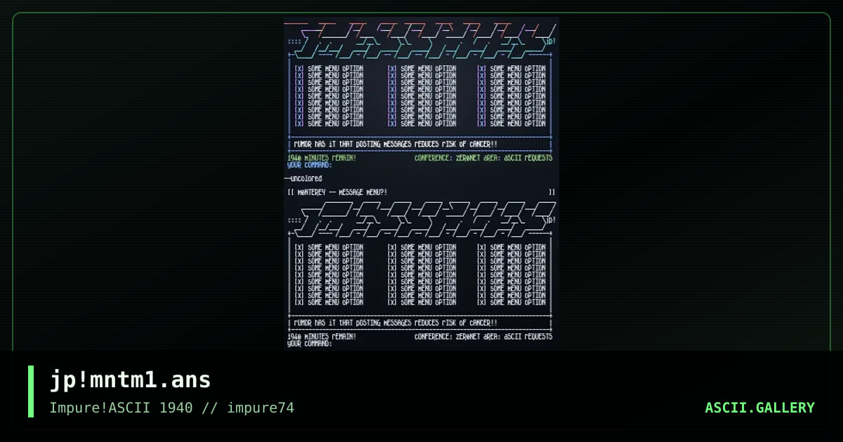 monterey message menu, by jack phlash, 2019