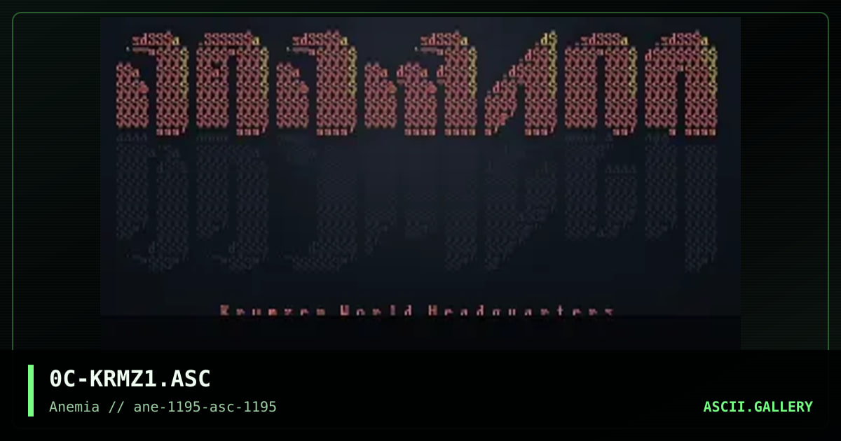 Krymzen ASCII #1, by zero cool, 1995