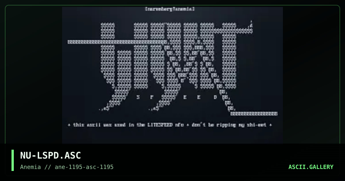 Lightspeed Couriers ASCII #1, by nuremberg, 1995
