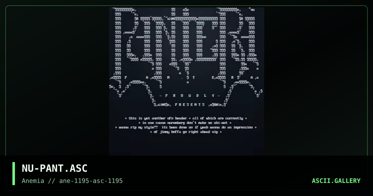 PANTERA ASCII #1, by nuremberg, 1995