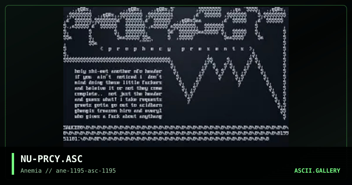 Prophecy ASCII #1, by nuremberg, 1995