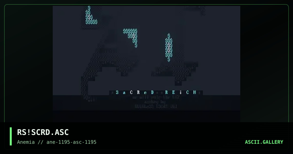 Sacred Reitch ASCII #1, by ruthless, 1995