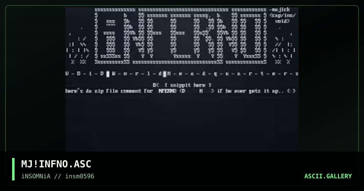 iNFERNO ascii logo, by majick, 1996