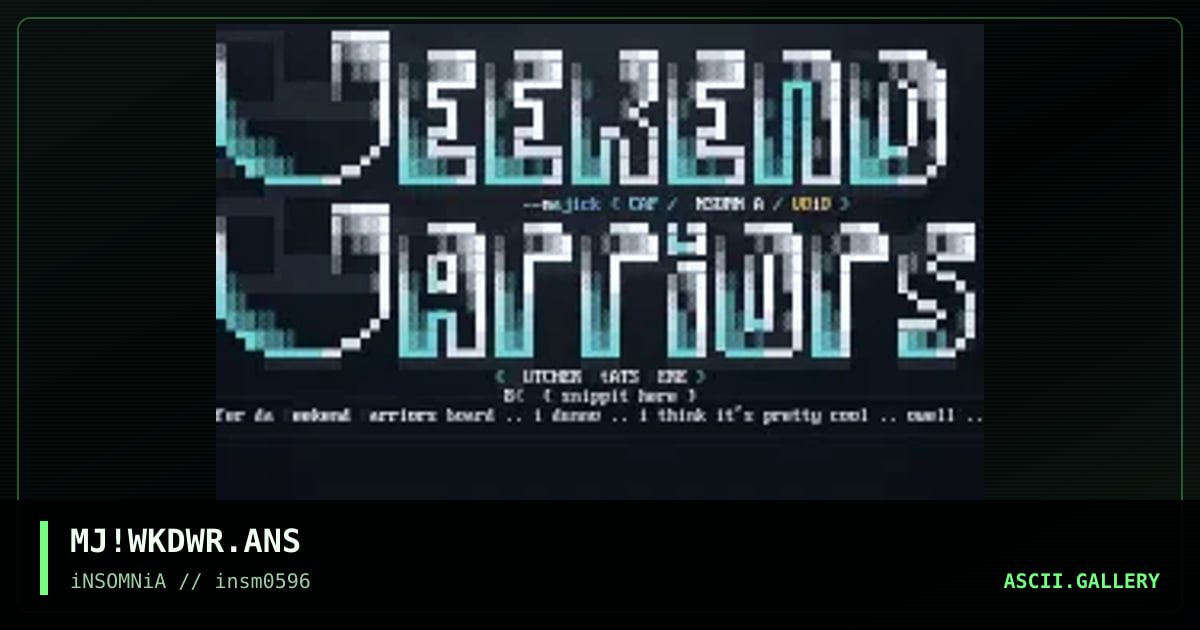 Weekend Warriors, by majick, 1996