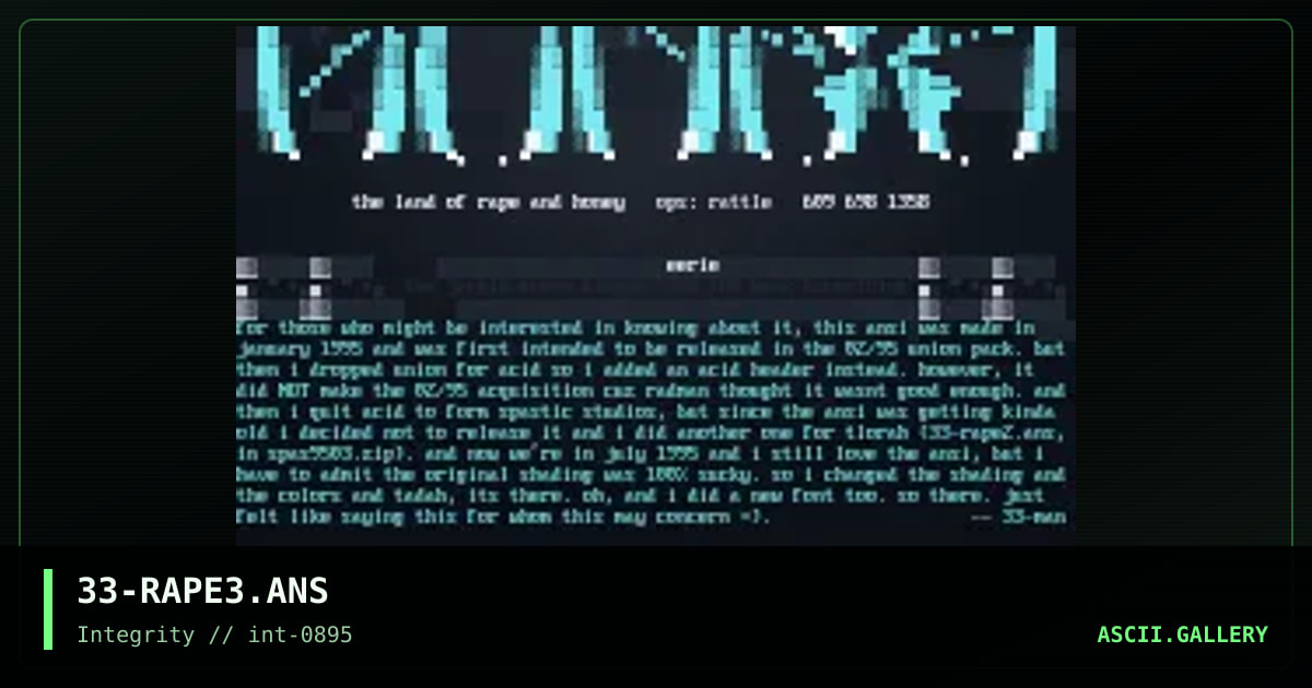 The Land of Rape and Honey, by eerie, 1995