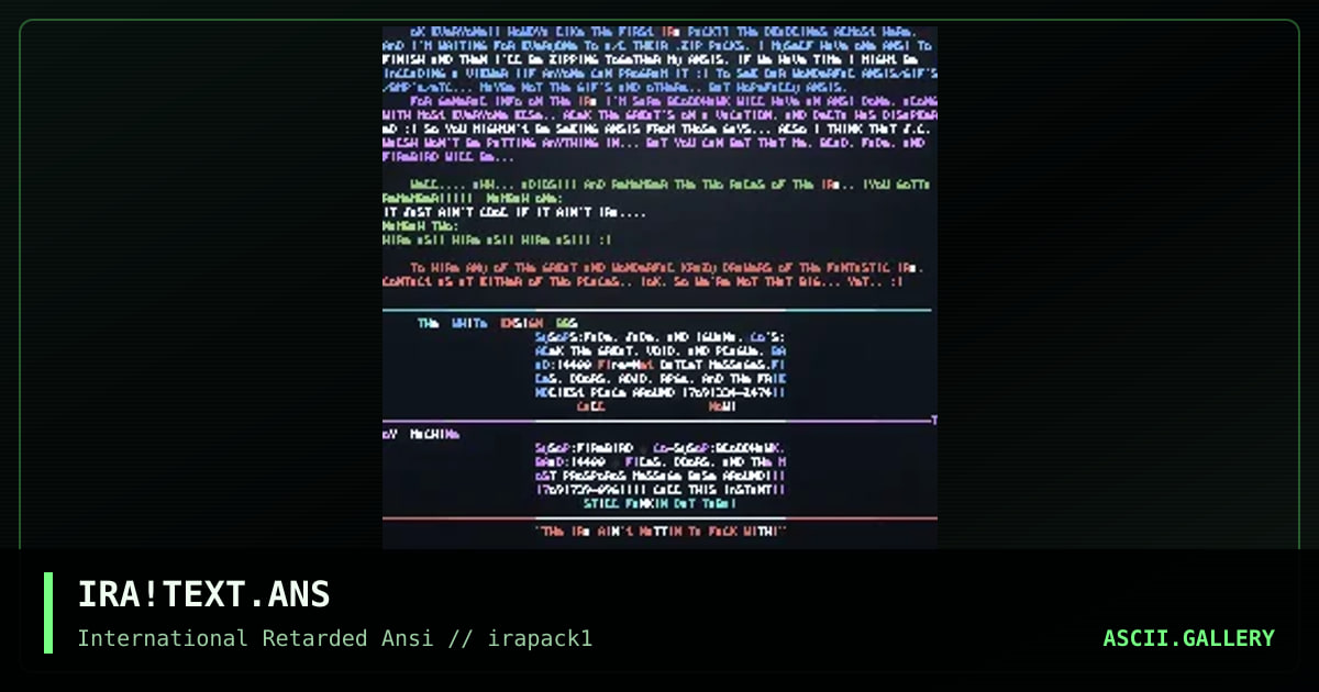 IRA!TEXT.ANS, by iguana, 1995