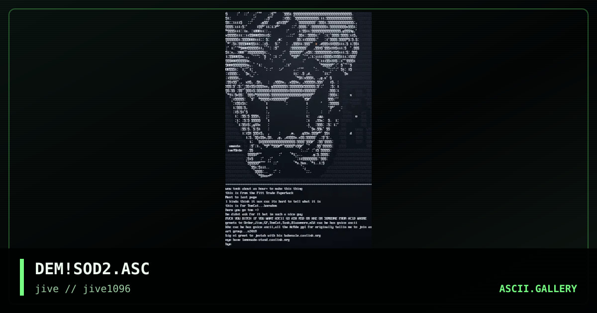 Sod ascii pic, by demented, 1996