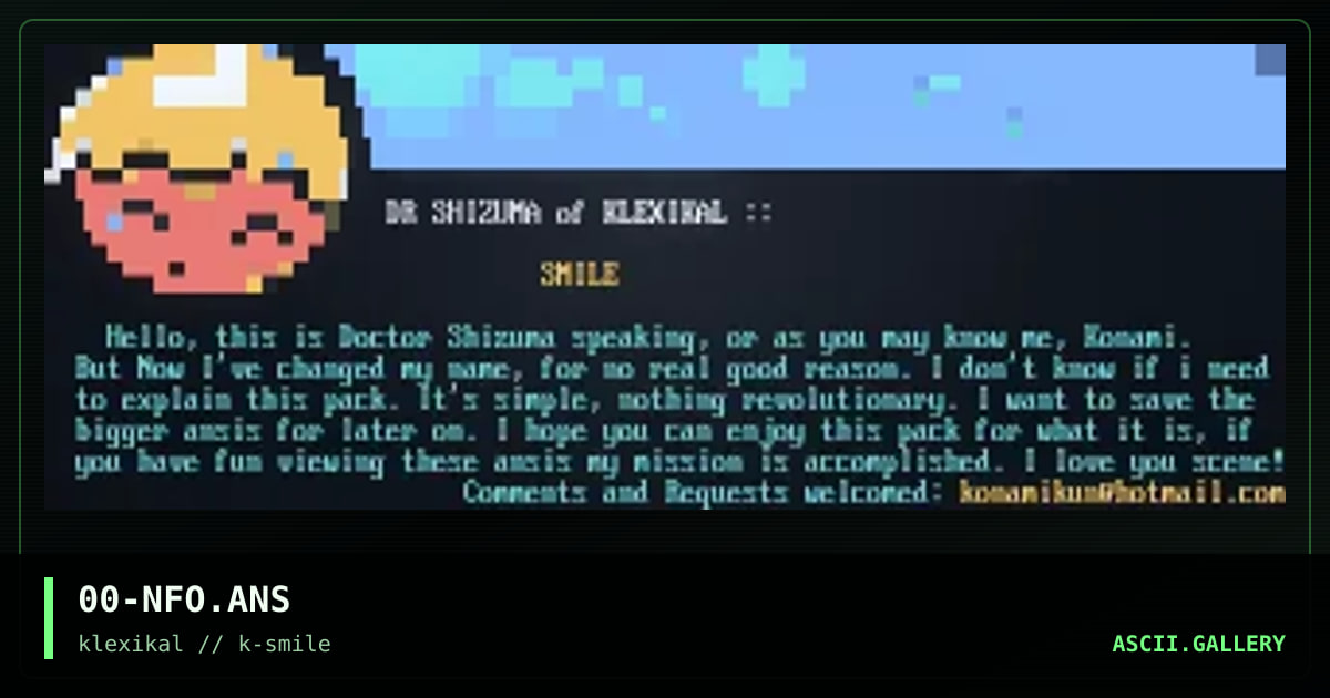 00-NFO.ANS, by dr shizuma, 1999