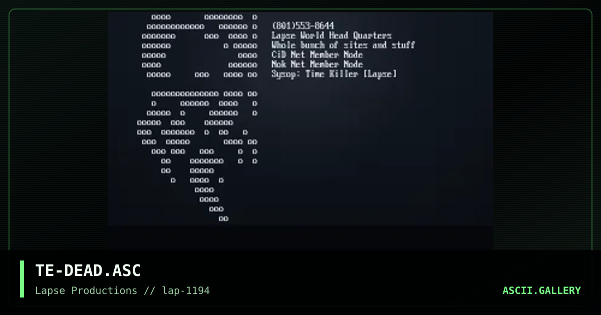 Deadly Intoxication Ascii, by tae, 1994