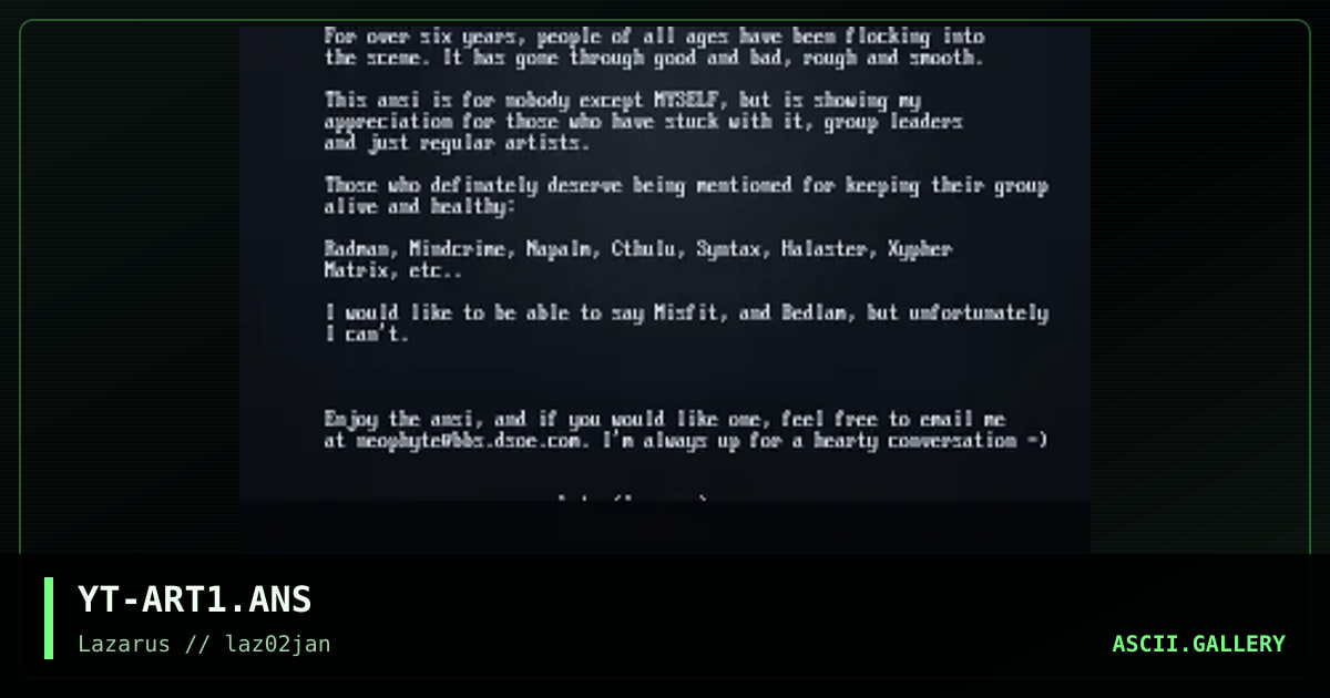 my ode to the art scene, by neophyte, 1997