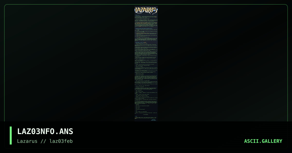 lazarus (pack #3) news & info, by lazarus, 1997