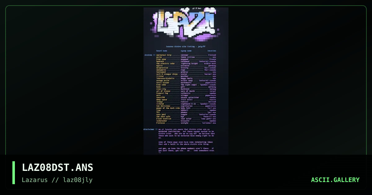 lazarus 08 distro boards, by neophyte, hennifer, 1997