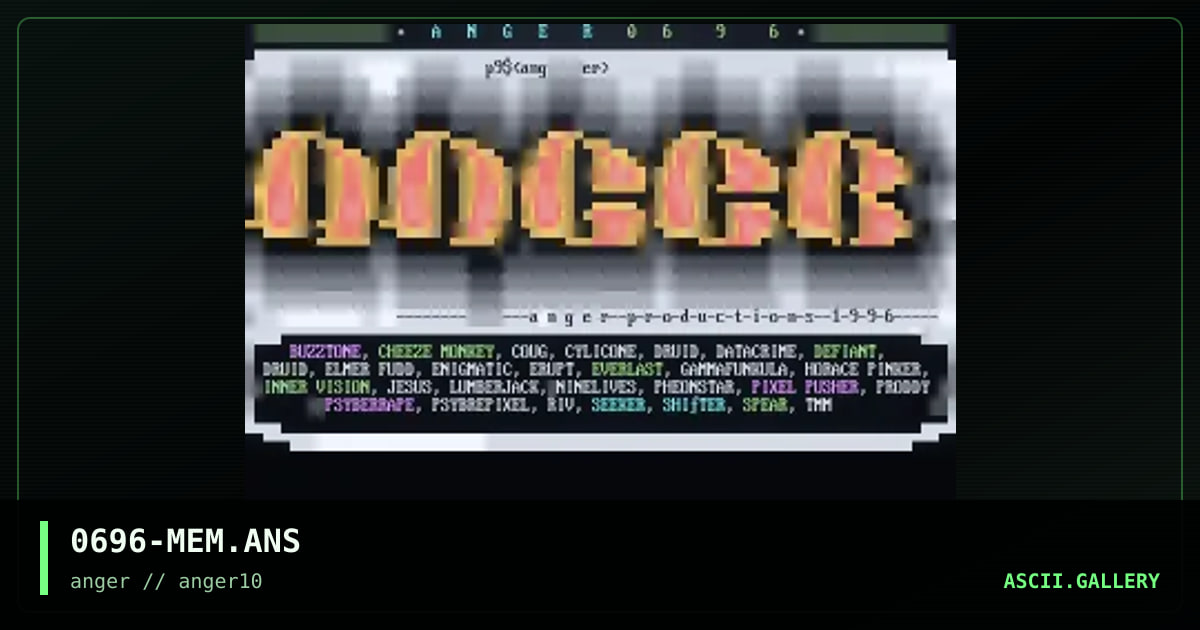 anger 06-96 memberlistings, by anger, 1996