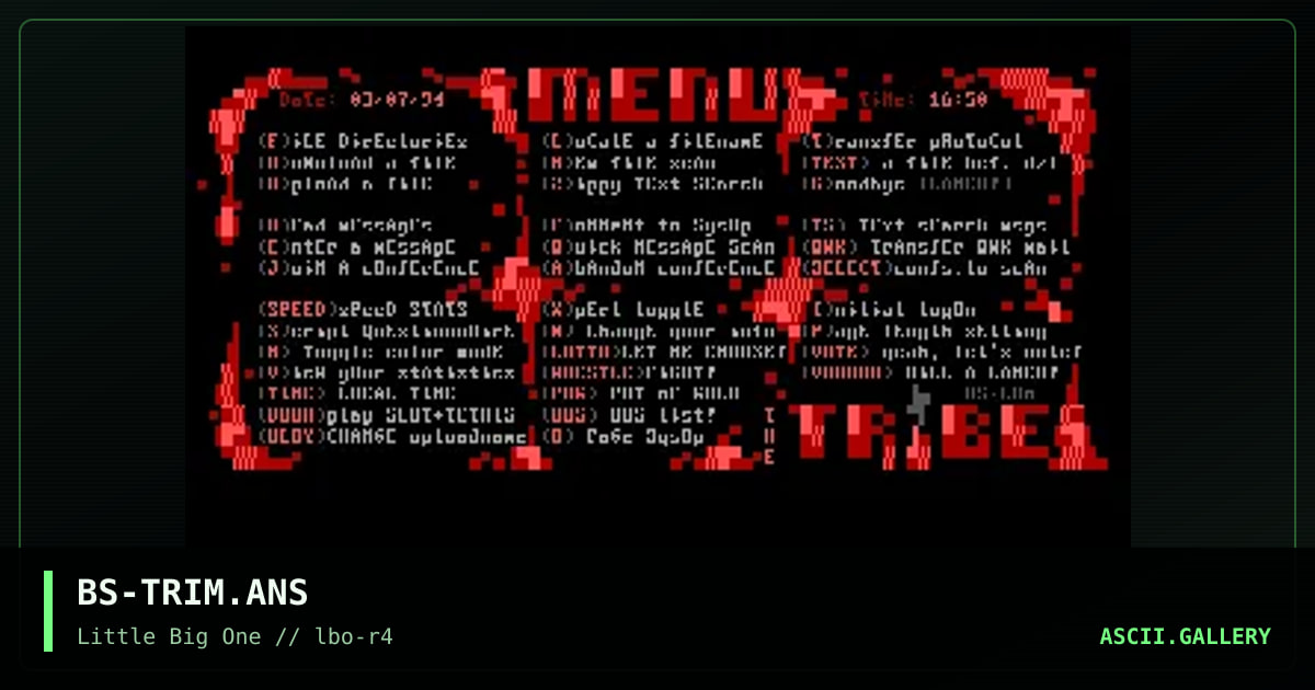 The Tribe Main Menu, by burps, 1994