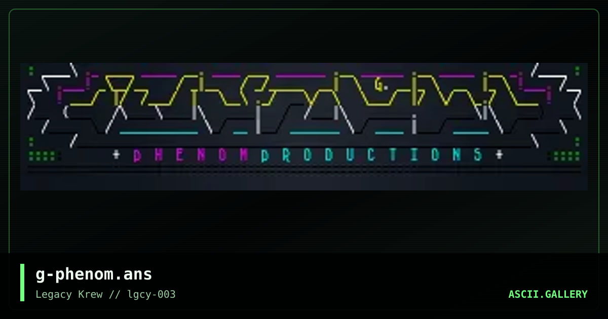 Phenom Productions ASCII logo, by griskokare, 2021