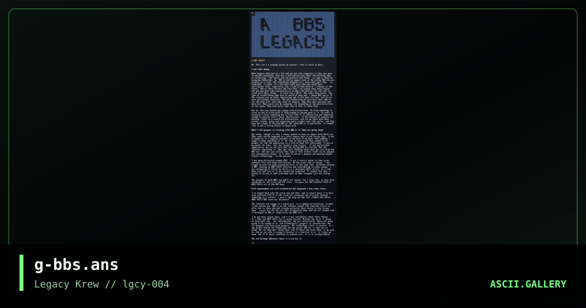 A BBS Legacy, by griskokare, 2022