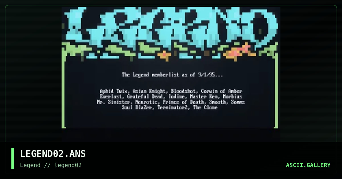 Legend Member Listing, by iodine, 1995