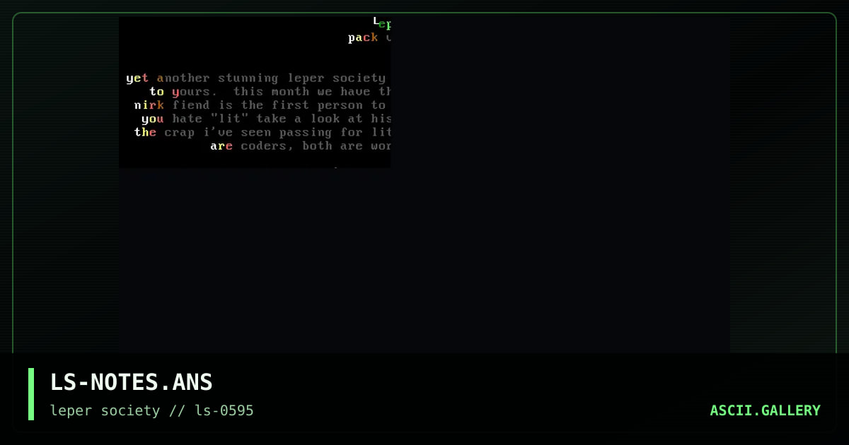 leper society notes - 5/95, by phorce phed, 1995