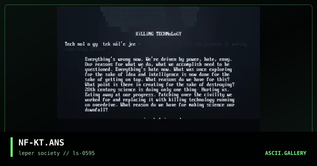 killing technology, by nirk fiend, 1995
